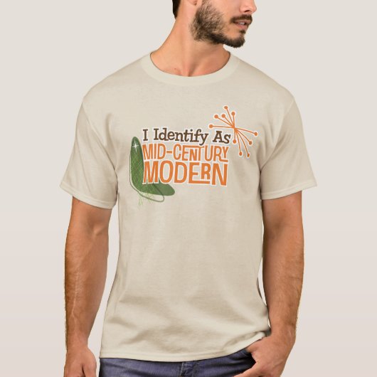 Ik identificeer me als modern uit het midden van d t-shirt (Voorkant)