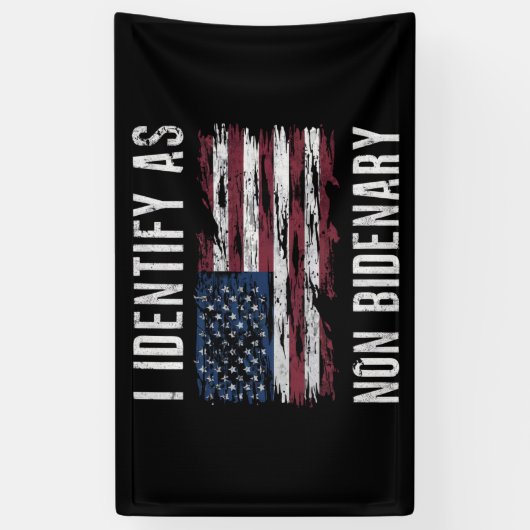 Ik identificeer me als niet-bidenary Patriot Ameri Spandoek (Verticaal)