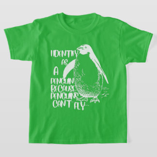 Ik identificeer me als pinguïn omdat pinguïns niet t-shirt
