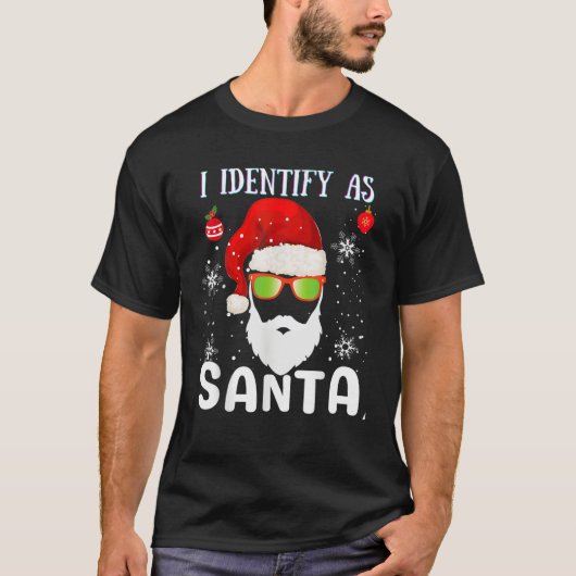Ik identificeer me als Santa Funny Kerstpyjama voo T-shirt (Voorkant)