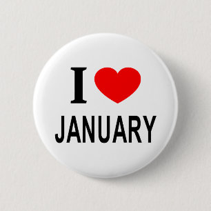 Ik ❤️ JANUARI Ik HOU VAN JANUARI Ik HART JANUARI Ronde Button 5,7 Cm