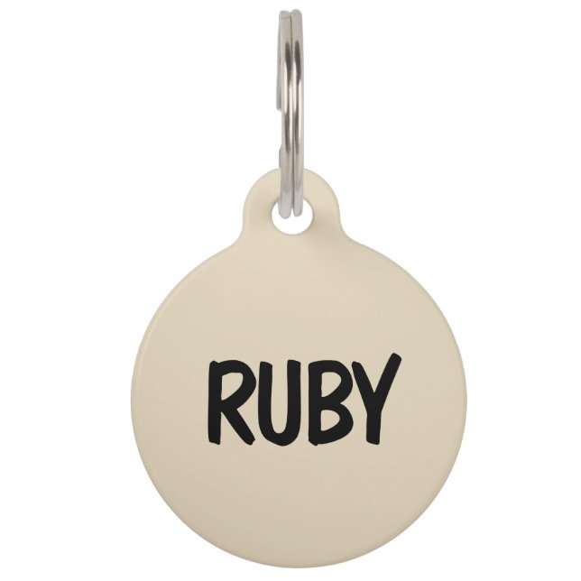 Ik juf mijn vader/moeder hond-beige telefoonnummer huisdierpenning (Voorkant)