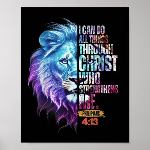 Ik kan alle dingen doen door Christus Leeuw Gelove Poster