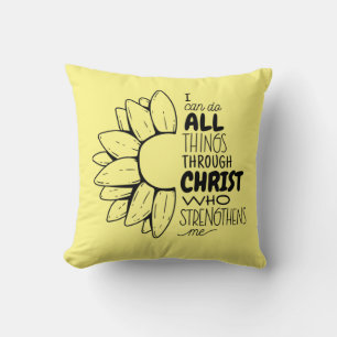 Ik kan alle dingen doen door Christus Madeliefje Kussen