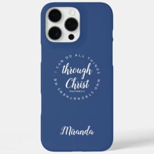 Ik kan alle dingen doen door Christus Schriftblauw iPhone 16 Pro Max Hoesje