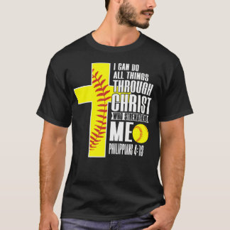 Ik kan alle dingen doen door Christus Softbal Chri T-shirt