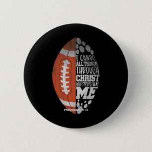 Ik kan alle dingen doen door Christus Voetbal Chri Ronde Button 5,7 Cm