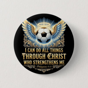 Ik kan alle dingen doen door Christus Voetbal Gelo Ronde Button 5,7 Cm