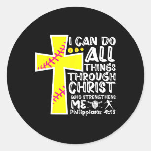 Ik kan alle dingen doen door Christus Zachte Chris Ronde Sticker