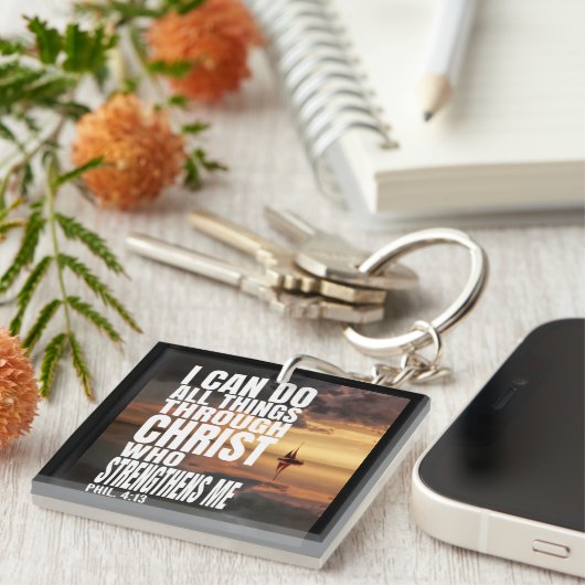 IK KAN ALLE DINGEN DOEN VIA CHRIST DIE VERSTERKT SLEUTELHANGER (Voorkant Rechts)