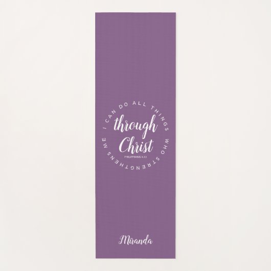 Ik kan alle dingen doen via Christ Verse Paarse Yogamat (Voorkant)