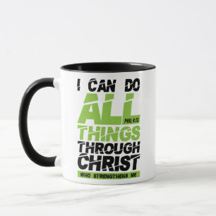Ik kan alle dingen doen via Christus bijbel vers Mok