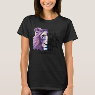 Ik kan alle dingen doen via Christus Leeuw Bijbelv T-shirt
