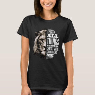 Ik kan alles doen via Christ Lion Christelijk P T-shirt