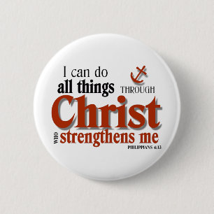 Ik kan alles door Christus doen Ronde Button 5,7 Cm