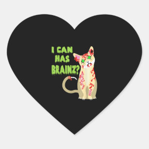 Ik kan een Brain Zombie Cat Shirt hebben Hart Sticker