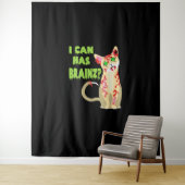 Ik kan een Brain Zombie Cat Shirt hebben Wandkleed (In situ)