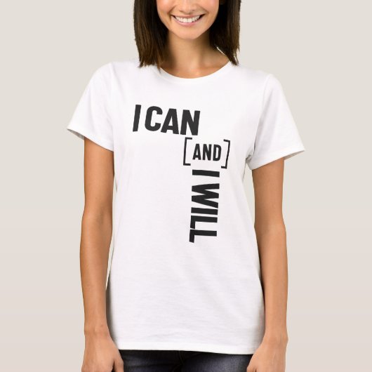 Ik kan en ik zal het bericht inspireren t-shirt (Voorkant)
