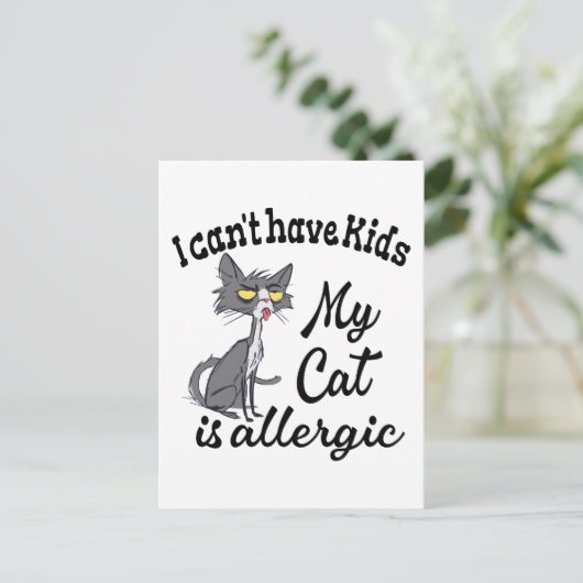 Ik kan geen Kinderen hebben... mijn kat is allergi Briefkaart (Staand voorkant)