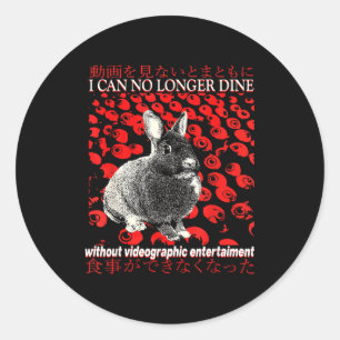 Ik kan geen konijn meer dineren Vintage Japans Ronde Sticker