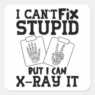 Ik kan geen stoute radiologische technologieconoom vierkante sticker