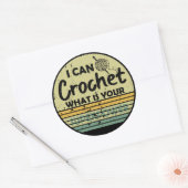 Ik kan haken wat jouw superkracht is ronde sticker (Envelop)