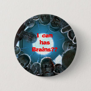 Ik kan hersenen hebben? knoop ronde button 5,7 cm