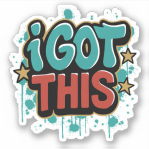 IK KAN HET Graffiti Stijl Motiverende Typografie Sticker