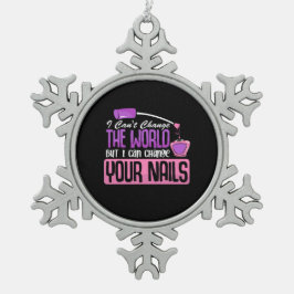 Ik kan je nagels wijzigen tin sneeuwvlok ornament