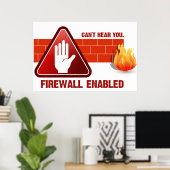 Ik kan je niet horen. Firewall ingeschakeld Poster (Thuiskantoor)