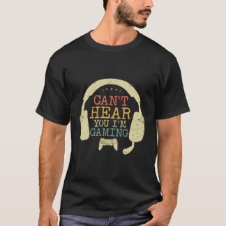 Ik kan je niet horen Ik ben aan het gamen Retro He T-shirt