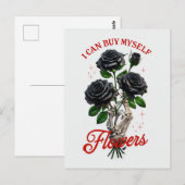 Ik kan mezelf bloemen skelet hand en Rozen kopen Briefkaart (Voorkant / Achterkant)