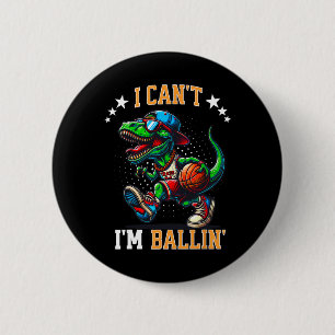 Ik kan niet, ik ben skelet Dinosaur T Rex Jongens  Ronde Button 5,7 Cm