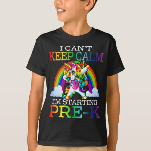 Ik kan niet kalm blijven, ik begin met een pre-K e T-shirt