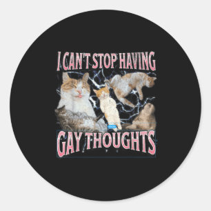 Ik kan niet stoppen met homo gedachten Funny Cat M Ronde Sticker