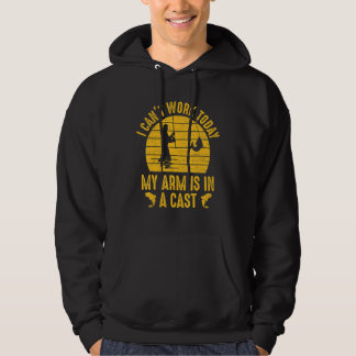 Ik kan niet werken vandaag mijn arm is in een gego hoodie