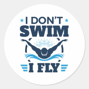 Ik kan niet zwemmen met vlinder. ronde sticker