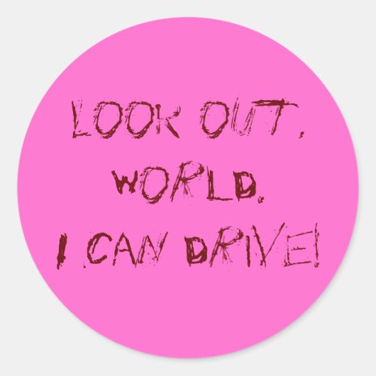 Ik kan rijden! ronde sticker (Voorkant)