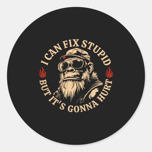 Ik kan Stud repareren, maar het gaat Monkey Funny Ronde Sticker (Voorkant)