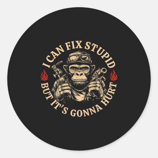 Ik kan Stud repareren, maar het gaat Monkey Funny Ronde Sticker (Voorkant)