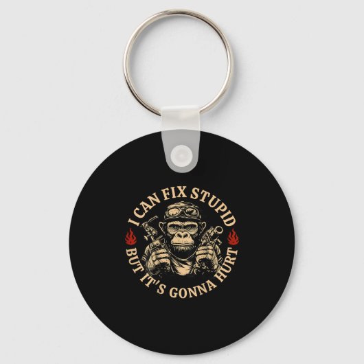 Ik kan Stud repareren, maar het gaat Monkey Funny Sleutelhanger (Voorkant)