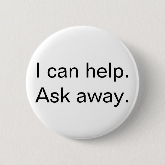 "Ik kan u helpen" Knop Klantenservice, wit Ronde Button 5,7 Cm (Voorkant)
