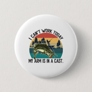 Ik kan vandaag niet werken Visserige visser Funny  Ronde Button 5,7 Cm