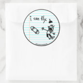 Ik kan vliegen. ronde sticker (Tas)