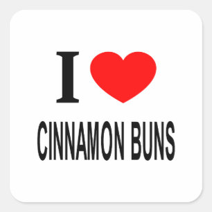 Ik ❤️ KANEELBOLLEN Ik HOU VAN KANEELBOLLEN Ik HEB Vierkante Sticker