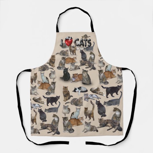 Ik ❤ katten 😺 alles-over-druk schort (Voorkant)