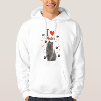 Ik ❤️ Katten – Cute Kat & Pootafdruk Ontwerp Hoodie
