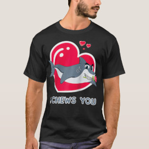 Ik kauw je haai met roze grappige Valentijnsdag G T-shirt