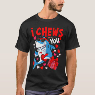 Ik kauw op je hart haai Valentijnsdag haai jongen T-shirt