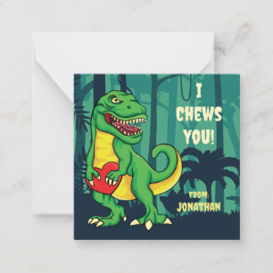Ik kauw op jou T-Rex klas Valentijnsdag vakantie Notitiekaartje